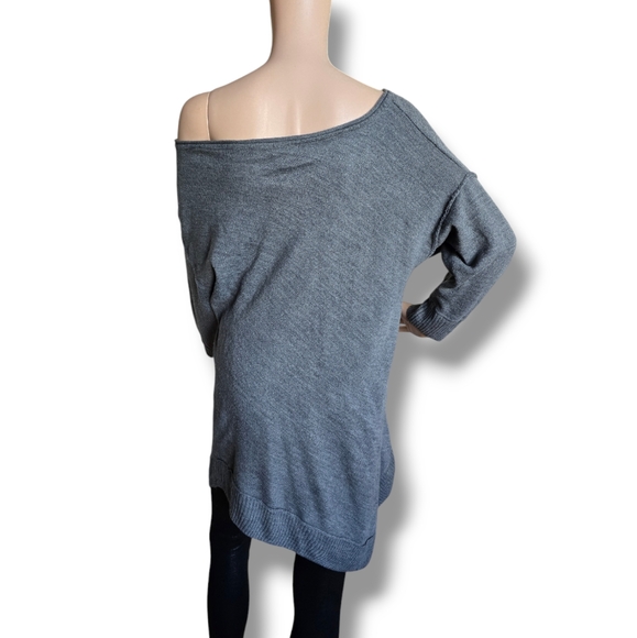 89th & MADISON Women's Gray Asymmetric One-Shoulder Knit Sweater - Picture 8 of 16